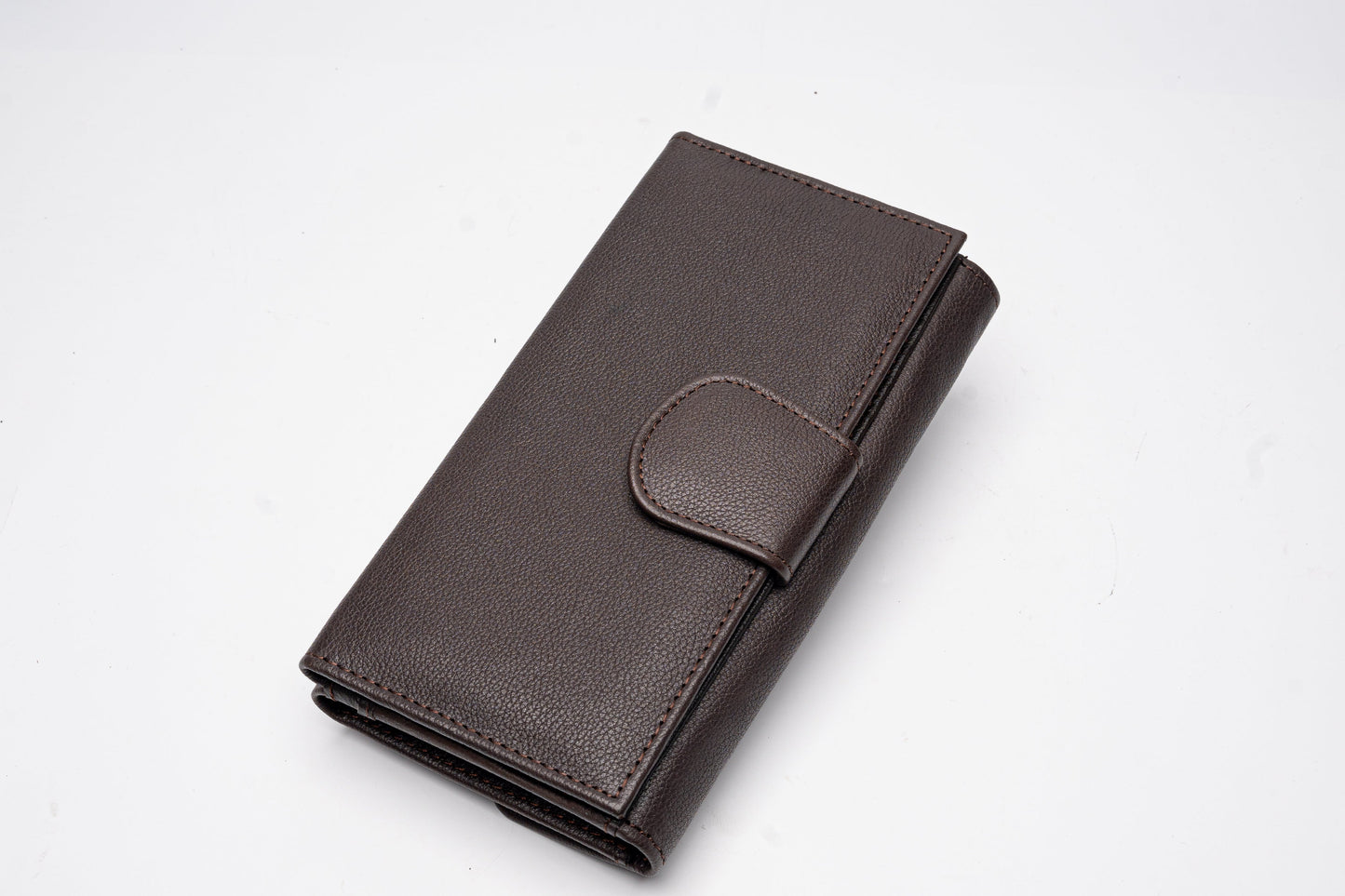 Classic Brown Leather Wallet with Secure Snap Closure
