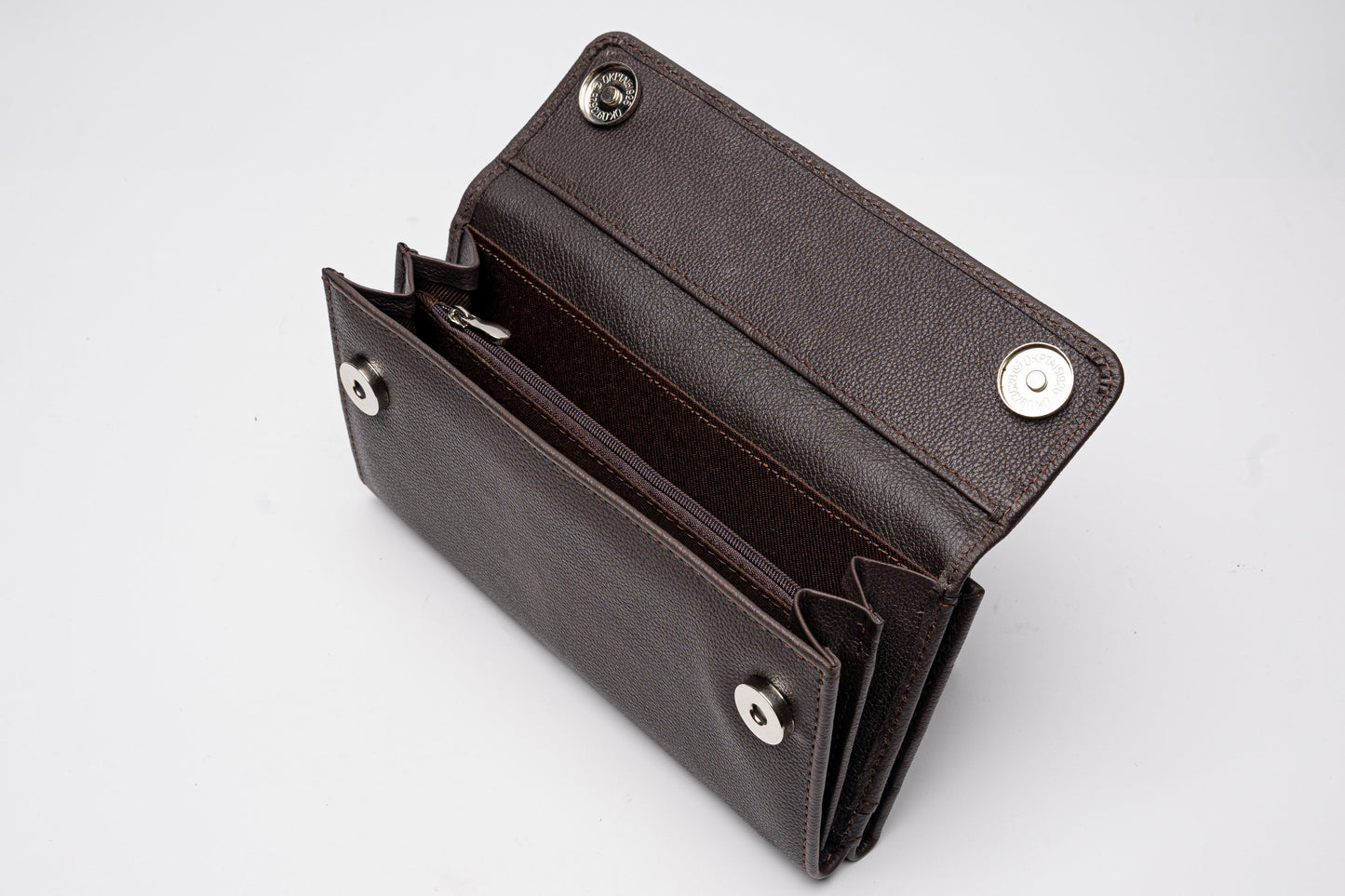Classic Brown Leather Wallet with Secure Snap Closure