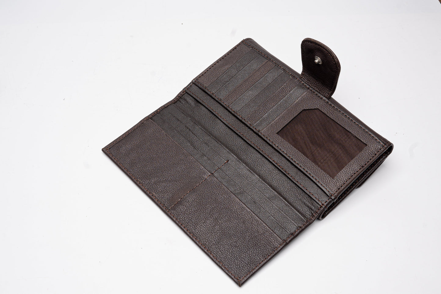 Classic Brown Leather Wallet with Secure Snap Closure