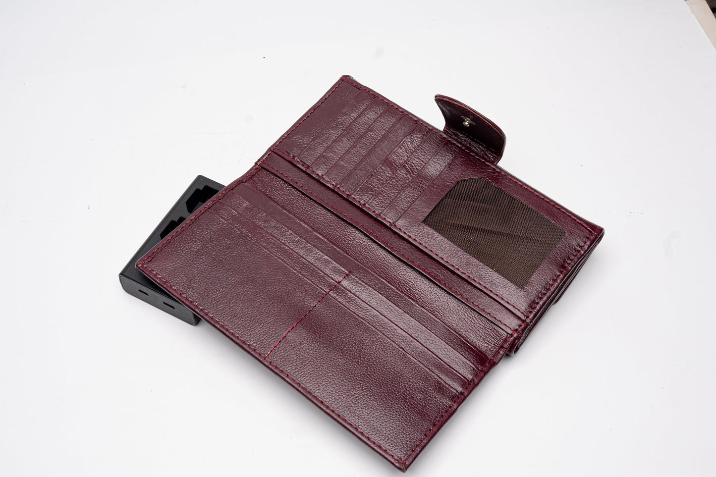 Elegant Burgundy Leather Wallet for Women