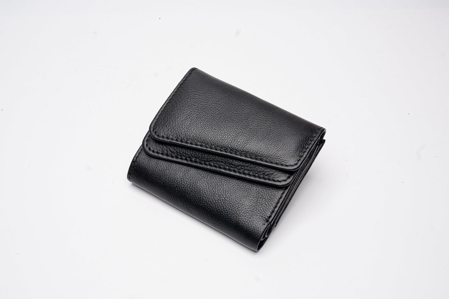Classic Black Leather Compact Wallet