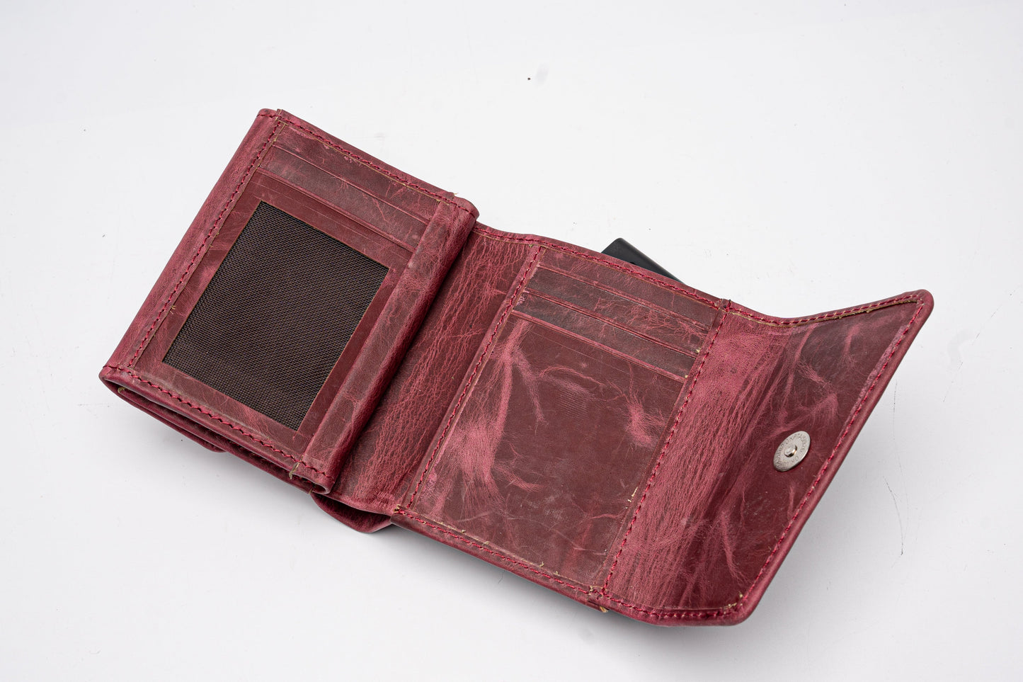 Vintage Red Leather Wallet – Distressed Finish