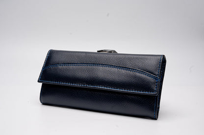 Midnight Blue Leather Wallet – Refined Elegance
