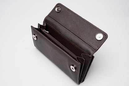 Classic Brown Leather Wallet with Secure Snap Closure