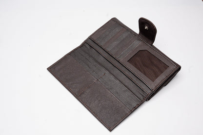 Classic Brown Leather Wallet with Secure Snap Closure