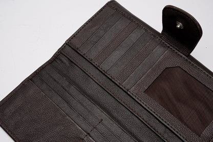Classic Brown Leather Wallet with Secure Snap Closure