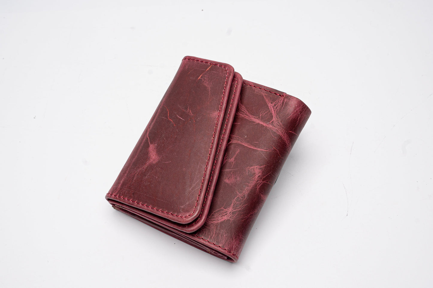 Vintage Red Leather Wallet – Distressed Finish